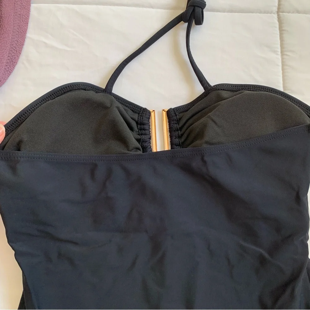 Shein Black Halter One Piece Swimsuit With Coverup